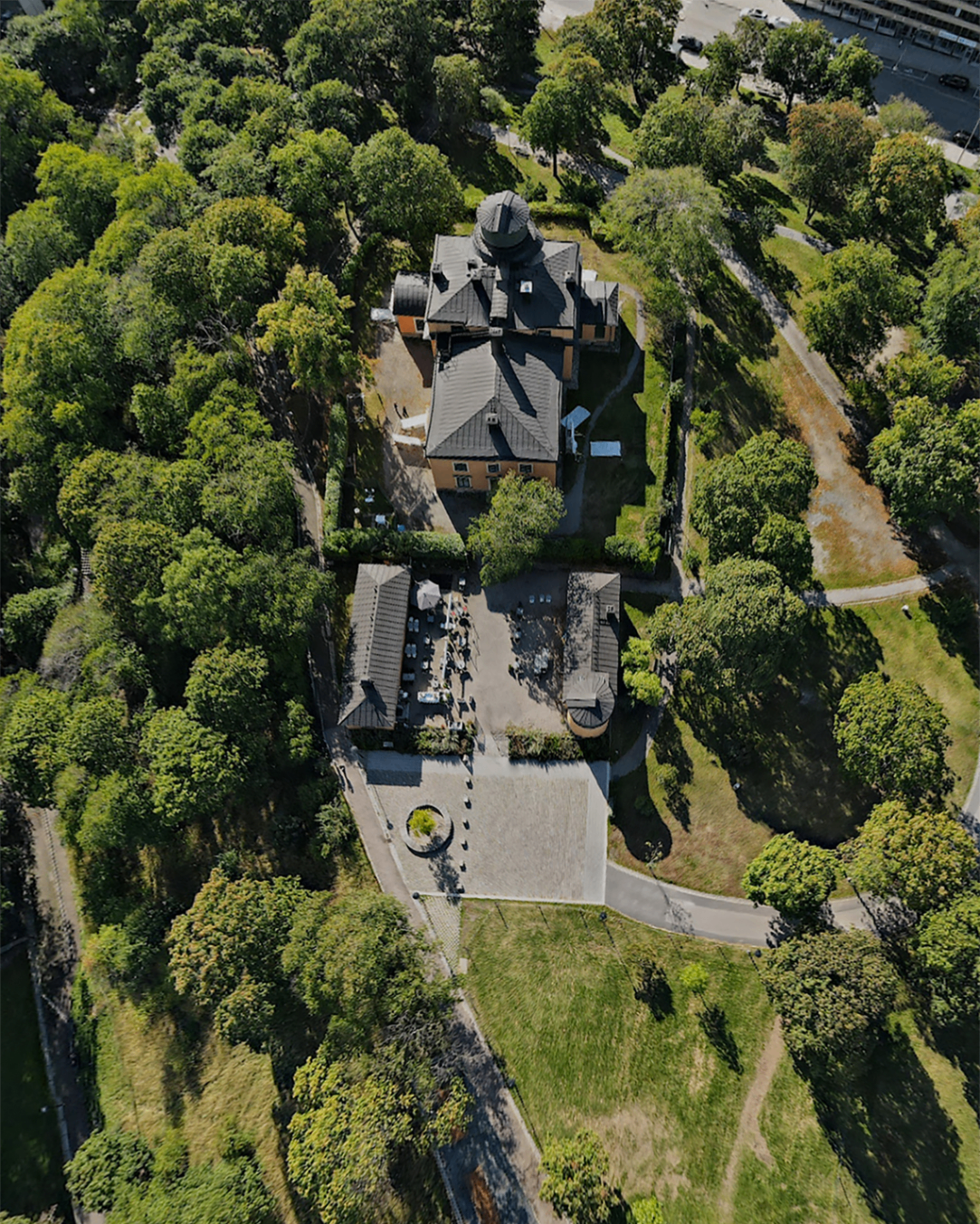 Aerial view of Obsan at Observatorielunden, Stockholm